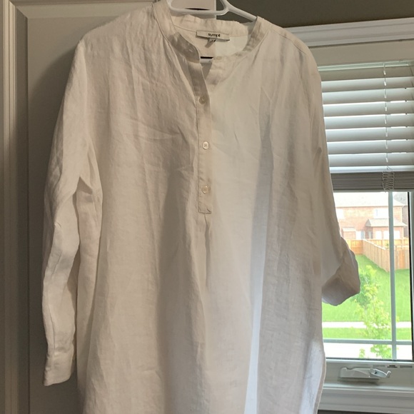 SYMPLI L MANDARIN LINEN TUNIC - Picture 2 of 16